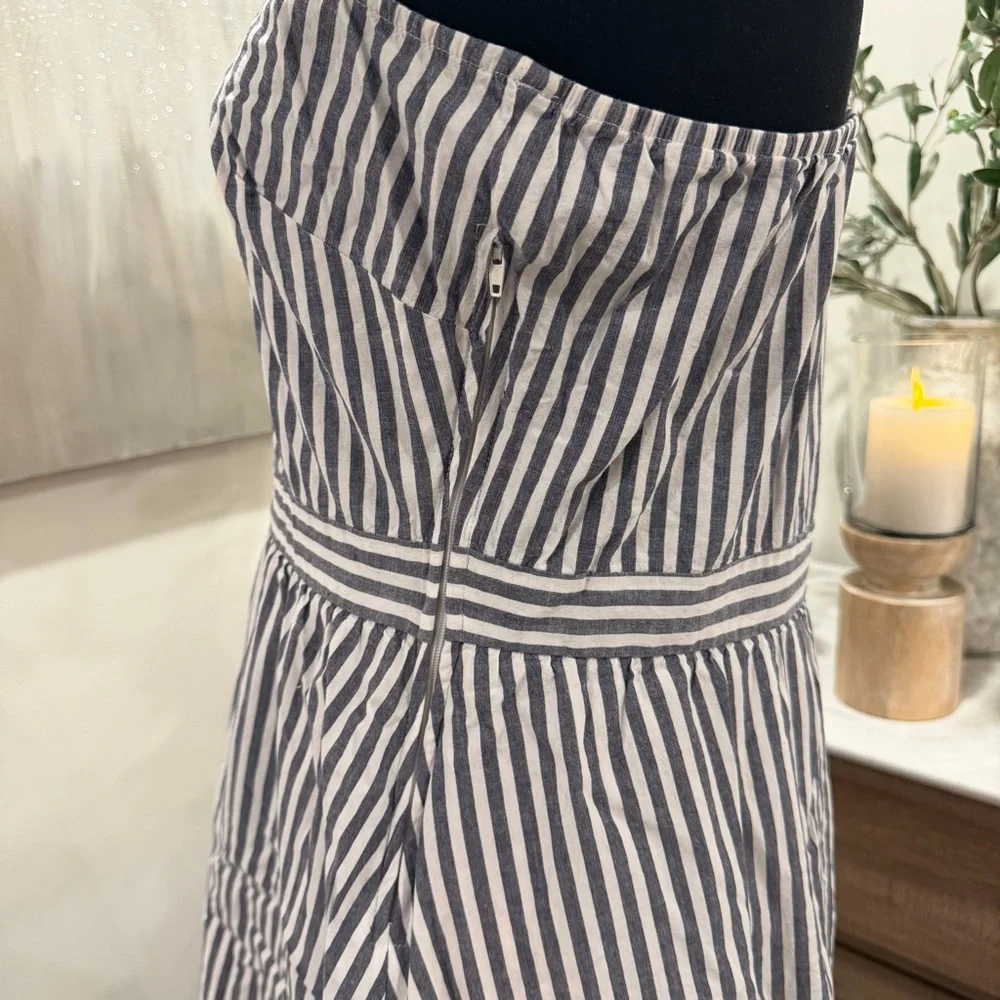 New York & Company Deep Navy and White Striped Midi Dress - Picture 6 of 14